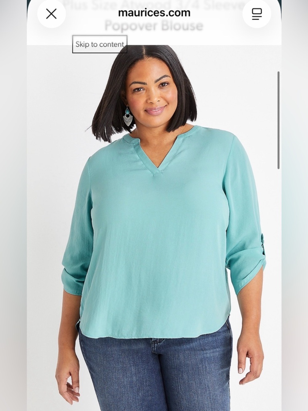 Maurices Aqua V-Neck Blouse
